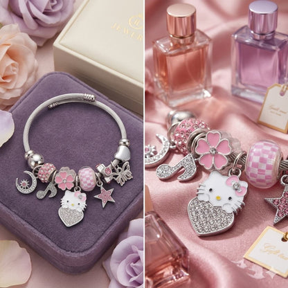 🎀Pulsera Charm Kitty Rebel✨