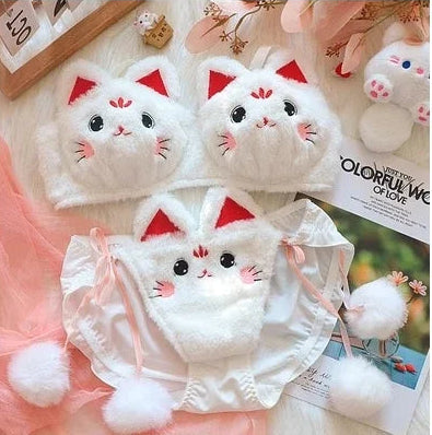🎀Conjunto Plush KittyDream 🐾✨ Lencería cálida y kawaii de peluche