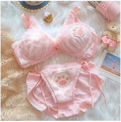 🎀Conjunto Plush KittyDream 🐾✨ Lencería cálida y kawaii de peluche